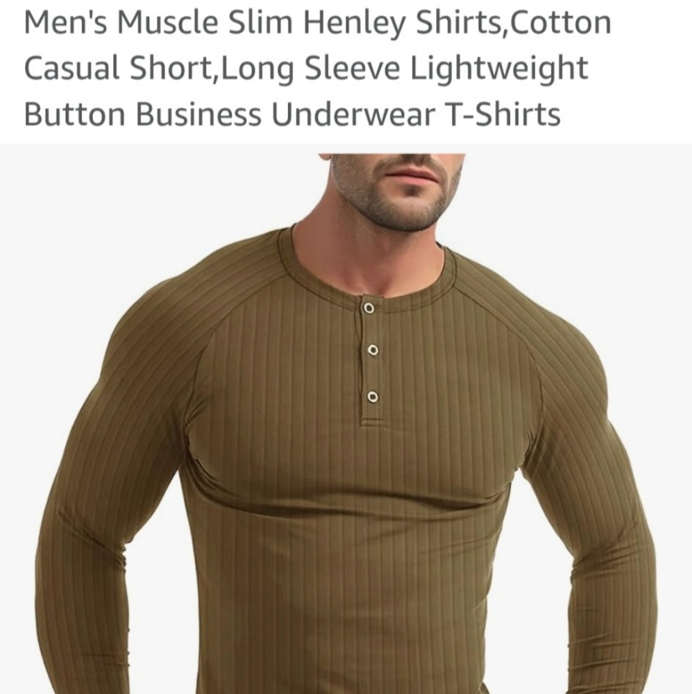 Men's White Long Sleeve Henley Shirt